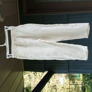 Cuffed linen blend elastic pants kids 4-5